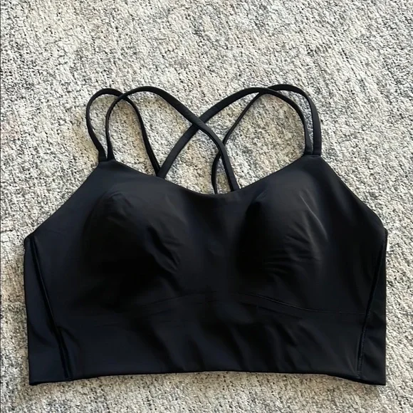 Lululemon longline like a cloud sports bar black sz 10 yoga Pilates gym - Picture 1 of 6